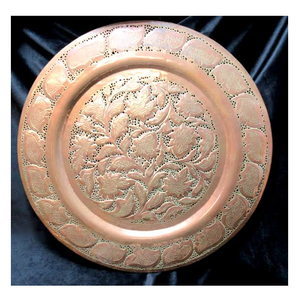 Copper Dinner Charger <b>Plate</b> Dishwasher Safe Party Dishes & <b>Plates</b> Customized Design Food Contact Copper Charger <b>Plate</b> - Product Image 2