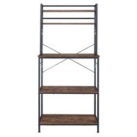Support de boulangers de cuisine marron rustique à 5 niveaux 10 crochets en forme de S chariot utilitaire autonome pour four à micro-ondes étagère de rangement organisateur