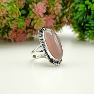 925 Sterling Silver Pink Rose <b>Quartz</b> <b>Ring</b> Classic Designer Oval Cut Natural Gemstone January Birthstone for Wedding Anniversary - Product Image 4