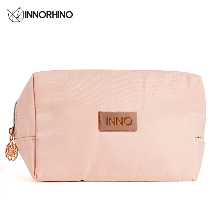 INNORHINO Custom Make Up Pouch Bag Cosmetic Bag Travel Toiletry Bag with Metal Zipper Inner Zipper Pocket