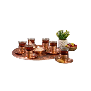 ชุดกาแฟทองแดงแท้สไตล์วินเทจ พร้อมเคลือบเงา สำหรับร้านอาหาร บ้าน และโรงแรม ชุดน้ำชาโลหะ - Product Image 4