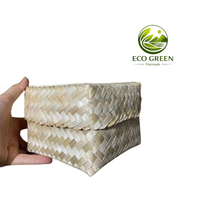 Small Bamboo Gift Box Eco Friendly Handwoven <b>Basket</b> with Lid for Corporate Event Gift Campaign Employee Welcome Kit - Product Image 3
