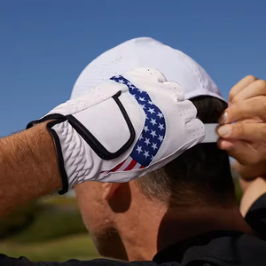 Gants de golf sportifs en cuir Cabretta respirant, antidérapants, blancs, avec logo personnalisé, matière douce, ajustement parfait, pour femmes et hommes, vente en gros - Product Image 5