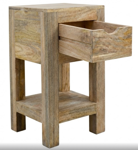 Mesa de Noche Contemporánea de Madera de Roble Macizo con 1 Cajón, Mueble Hecho a Mano, Ecológico y Duradero para Hotel, Hogar, Oficina y Dormitorio - Product Image 2