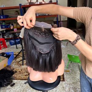 ผลิตภัณฑ์ผมแท้ขายส่ง วิกผมแบบติดลูกไม้ วิกผมเวียดนามแท้ วิกผมบ๊อบแบบติดลูกไม้ไม่ต้องใช้กาว สำหรับผู้หญิงผิวสี - Product Image 1