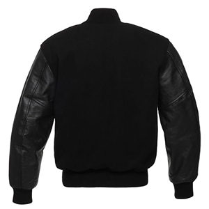 Custom <b>Men</b> Black Wool Body Leather Sleeve Varsity <b>Jacket</b> Wholesale Blank Vintage Bomber <b>Baseball</b> Letterman College Casual Coat - Product Image 3