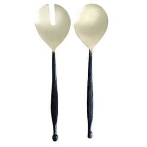 Ensemble de 2 cuillères et fourchettes à salade en acier inoxydable de qualité supérieure, design moderne et minimaliste, avec longues poignées pour la cuisine et la salle à manger - Product Image 5
