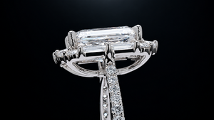 Bague de fiançailles en diamant de taille radiant certifié IGI, cultivé en laboratoire, avec diamants baguette sur les côtés, or 10K/14K/18K, argent 925/935 - Product Image 4