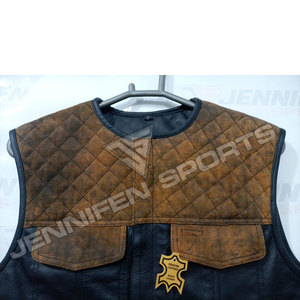 Chaleco de Cuero Personalizado para Hombre, Corte Diamante, Cuero Genuino/Cuero de Gamuza, Chaleco de Motociclista - Product Image 3