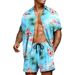 Ensemble décontracté deux pièces pour homme : chemise et short pour les vacances à la plage, grande taille, léger - Product Image 1