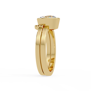 Bagues de fiançailles modernes en or massif 14 carats à double sangle entièrement sertie, avec diamants de laboratoire ovales certifiés IGI, bagues de mariage nuptiales - Product Image 5