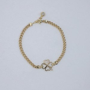 สร้อยข้อมือทองคำแท้ 14K ดีไซน์รูปหัวใจและใบโคลเวอร์สี่แฉก สร้อยข้อมือหัวใจใบโคลเวอร์สี่แฉกสำหรับผู้หญิง ของขวัญสุดหรูสำหรับผู้หญิง - Product Image 5