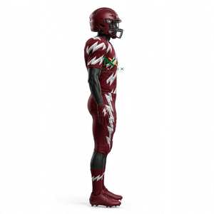 Uniforme de Fútbol Americano NEXTEX para Hombre, Manga Corta, Diseño de Rayo, Color Granate, Sublimado - Product Image 4