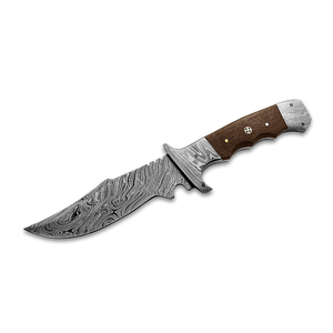Couteau de chasse en acier Damas à motif unique avec poignée ergonomique pour le bushcraft, le camping et l'exploration en milieu sauvage - Product Image 6