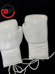 Cheap Fly Leather <b>Boxing</b> <b>Gloves</b> Full Finger Lace-up Stretch Customized <b>White</b> Embossed Logo for Adults <b>Boxing</b> Training Gear - Product Image 3