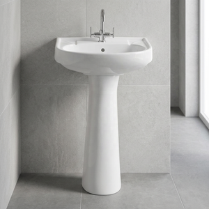 Latest Art Modern Antique Ceramic Wall Hung Wash Basin Half Pedestal Semi Washbasins Set Bathroom - Product Image 5