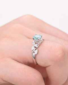 Lab Green Sapphire Engagement Ring Antique Art Deco Sterling Silver Filigree Vintage Bridal Ring - Product Image 2