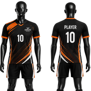 Uniforme de volley-ball d'équipe personnalisé, manches longues, bleu et blanc, impression de numéros, antibactérien, séchage rapide, unisexe - Product Image 1