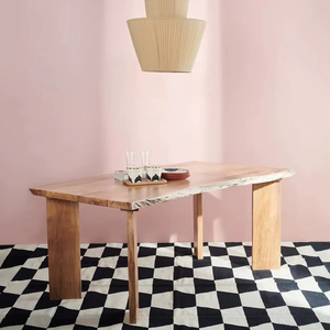 Modern Live Edge Solid Wood Dining <b>Table</b> - Natural Finish Minimalist Furniture for Home and Restaurant | Pindel Handicraft - Product Image 1