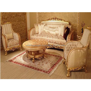 Conjunto de sofás de estilo clásico europeo para sala de estar, conjunto de sofás de lujo italianos tallados a mano de estilo moderno para sala de estar - Product Image 1