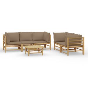 Ensemble de salon de jardin modulaire 6 pièces en bambou taupe pour les loisirs en plein air - Product Image 2
