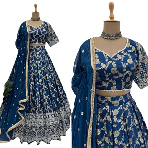Magnifique Lehenga Choli de mariage indien et pakistanais de haute qualité avec broderies de fils et de sequins, en tissu Jequrd, séchage rapide - Product Image 1