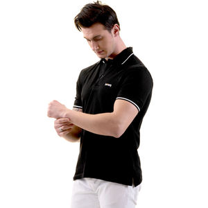 Polo en coton blanc pour homme, manches courtes, coupe classique, couleur unie, tricot piqué, bordure contrastée, logo sur le devant - Product Image 2