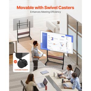Supporto TV Mobile Regolabile in Altezza con Ruote per Schermi da 55-100 Pollici, Carrello Portatile per Monitor con Vassoio da 205L, Supporti e Carrelli per TV - Product Image 3