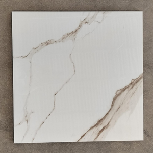 Carreaux de sol en porcelaine émaillée, surface brillante, carreaux carrés 60x60 cm (600 x 600 mm), aménagement intérieur de luxe, couleur blanche - Product Image 3