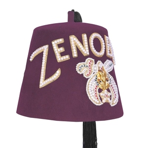 Shriners Burgundy Wool Fez <b>Hat</b> with One Row Rhinestone Letters Premium Custom Ceremonial Headwear - Product Image 3