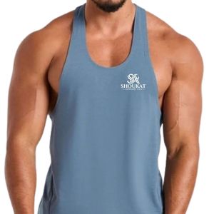 <b>Mens</b> Blue Stringer Tank Top <b>Gym</b> Workout <b>Vest</b> Athletic Fitness Training Bodybuilding Sportswear Sleeveless Activewear Shirt - Product Image 6