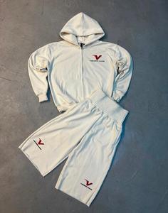 Conjunto de Sudadera con Capucha y Pantalones Blancos para Hombre Valuable Souls, Cierre de Cremallera, Estilo Casual Holgado, Ropa de Otoño, Sudadera de Felpa Francesa de Algodón - Product Image 1