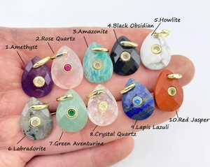 Colgante de Amatista con Incrustaciones en Forma de Pera Hecho a Mano de 13x18 MM - Dijes al por Mayor para Joyería - Fabricación de Collares DIY - Product Image 4