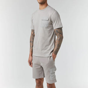 Conjunto de Camiseta Gris Claro Personalizada para Hombre, Pantalones Cortos Casuales de Verano, Traje Deportivo Transpirable, Ropa Urbana - Product Image 1