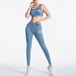 Ensemble 2 pièces personnalisé pour femme : Soutien-gorge de sport extensible à taille haute et pantalon de yoga/entraînement push-up pour la course et le sport - Product Image 2