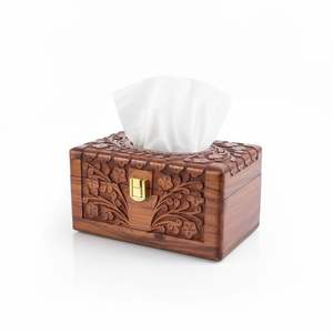 Caja de pañuelos decorativa de madera con acabado antiguo para decoración vintage del hogar y cafeterías - Product Image 2