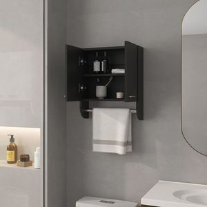 Armoire à pharmacie noire Riley avec barres porte-serviettes pour salle de bain - Product Image 3