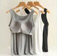 Débardeurs Camisole Femme en Gros avec Soutien-Gorge Intégré, Sans Manches, Extensibles, Tricotés 100% Coton, Décontractés, Respirants, Écologiques, Séchage Rapide
