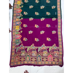 Sari de Seda Étnico de Calidad de Exportación con Nuevo Diseño Estampado para un Uso Cómodo en Festivales y Fiestas, de Secado Rápido, al Mejor Precio - Product Image 6