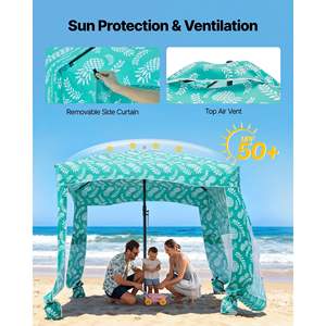 6 X 6 ft Beach Cabana <b>Tent</b> UPF 50+ Sun Protection Easy Setup Portable Shade <b>Umbrella</b> for Whole Family Friends Outdoor Canopy - Product Image 4
