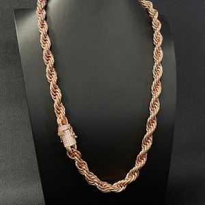 AMBER JEWELS T-626 Rose Gold Plated Lab Grown <b>Crystal</b> Chain <b>Bracelet</b> Men's Hip Hop Style Lock Clasp Zinc Alloy IGI Certified - Product Image 1