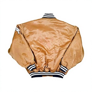 Veste universitaire marron éco-responsable Afernon Industry pour homme, en satin, style bomber, col rabattu, logo brodé, décontractée pour l'automne - Product Image 2