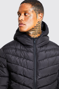 Chaqueta Acolchada para Hombre, de Invierno, Rellena de Algodón, Resistente al Viento, Transpirable, Diseño Casual con Parches, Estilo Urbano, Corte Regular, Negro Gris - Product Image 2
