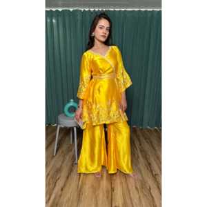 Vêtements de fête pour femmes haut et bas avec fil et séquence travail ensemble élégant - Product Image 1