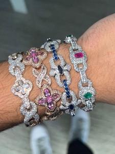 Pulseras Cuadradas de Oro Amarillo de 10k con Diamantes de Moissanita de Primera Calidad para Unisex, Pulseras de Moissanita Estilo Hip Hop de la India - Product Image 3