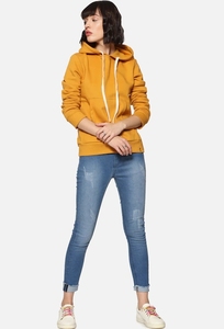 Sudadera con Capucha para Mujer, Color Sólido, Manga Larga, Tejido de Algodón, Informal, para Otoño, Transpirable, con Bolsillos - Product Image 4