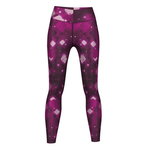 Leggings con estampado geométrico morado para mujer, pantalones de yoga elásticos de cintura alta, diseño personalizado - Product Image 1