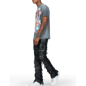 Pantalon de jogging délavé à l'acide de haute qualité avec logo personnalisé, coupe ample pour homme, jambe large, effet usé - Product Image 5