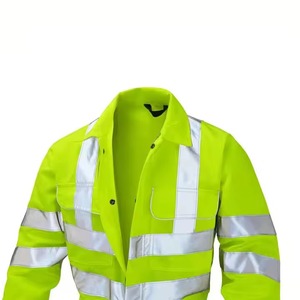 Overol de Trabajo Unisex de Alta Visibilidad, Antibacteriano, de Algodón con Cinta Reflectante Plateada FR, Resistente al Viento, Certificado CE, Ropa de Trabajo de Seguridad - Product Image 4