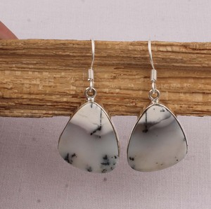 Natural Dendritic <b>Opal</b> <b>Earrings</b> 925 Sterling Silver Handmade Shalin Gemstone Drop <b>Earrings</b> Wholesale Unique Dendrite Jewelry - Product Image 3